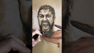 Sketching Gerard Butler as King Leonidas art portrait GerardButler KingLeonidas 300 [upl. by Taddeusz]