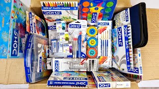 Doms stationery collection  wax crayons colour pencils metallic brush pens drawing pencils etc [upl. by Marjory]