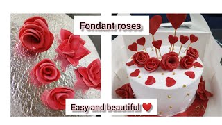 how to make fondant flowers 🌹easy and quick fondant roses for cake decoration for beginners [upl. by Atiuqihc794]