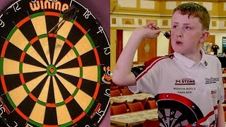 11 Year Old Darts Wonderkid Finishes a 156 On Masters Stage [upl. by Maryann680]