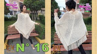 Como tejer el poncho N° 16 reversible a crochet en punto panal de abeja o nido de abeja para damas [upl. by Emyle]