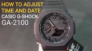 HOW TO SET TIME AND DATE CASIO GSHOCK GA2100  DIGITAL TIME AND HANDS [upl. by Sergio945]