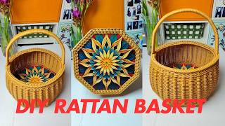 How to craft hand basket with rattan diy rattan handmade [upl. by Jo Ann]