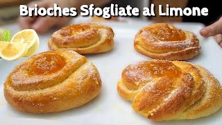 BRIOCHES SOFFICISSIME SFOGLIATE AL LIMONE 🍋 E MARMELLATA facili e veloci [upl. by Ahsiak]