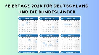 Feiertage 2025 für Deutschland und die Bundesländer [upl. by Colly903]