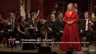 Renée Fleming with LOrchestre des Nations O mio babbino caro  WHO 75 Healing Arts Concert [upl. by Holmen]