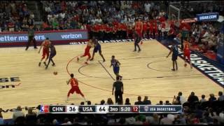 DeAndre Jordan SICK inbound alleyoop and block vs China USA Basketball 2016 [upl. by Ecerahc]