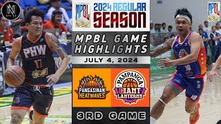 MPBL HIGHLIGHTS PANGASINAN HEATWAVES VS PAMPANGA GIANT LANTERNS JULY 4 2024 [upl. by Tracie19]