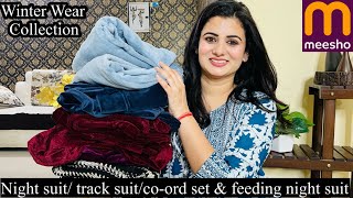 Meesho Winter Wear Haul Starting ₹332 Velvet CoOrd Set Woolen Night Suit Jacket Palazzo Shikha [upl. by Ahoufe]