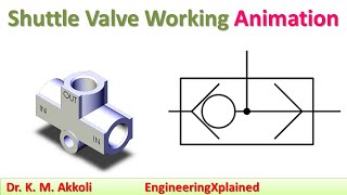 Shuttle Valve Working Animation  Fluid Power System [upl. by Paris715]