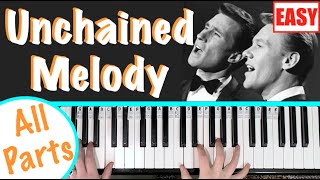 How to play UNCHAINED MELODY  Easy Piano Tutorial chords accompaniment [upl. by Lemmueu809]