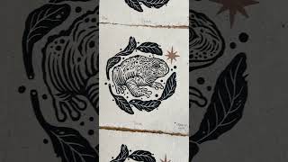 TwoColor Toad Linocut Print asmr linocut [upl. by Barthel]