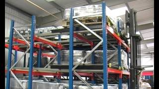 Push Back Pallet Racking Demonstration Video by EZR Shelving [upl. by Andromada]