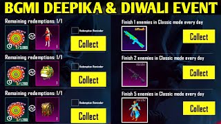 😍BGMI FREE DEEPIKA DIWALI EVENT  GET FREE UPGRADE DEEPIKA BIZON SET amp 31000 POPULARITY POINTS🔥 [upl. by Bernette]