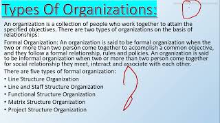 Types Of Organization Formal amp Informal  Line Lineamp Staff Functional Matrix amp Project mba [upl. by Dareece]