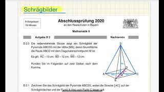 Schrägbilder zeichnen Pyramide Abschlussprüfung Mathematik II III Realschule Bayern [upl. by Dragde]