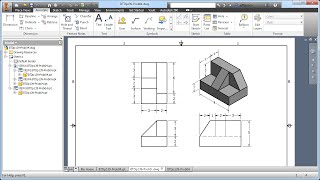 Inventor Tutorial with Isometric Sketches – Intermediate part 4b of 20 multiviews [upl. by Christiano]