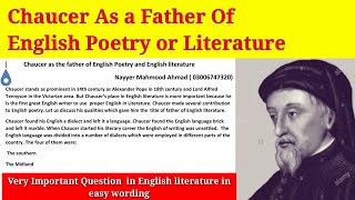 Geoffrey Chaucer is the father of English Literature or poetry Chaucer contribution to Literature [upl. by Araiet]