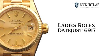 Ladies Rolex 18K Yellow Gold Datejust President Gold Champagne Dial 6917 [upl. by Cynthia]