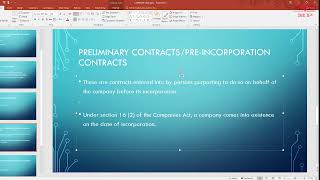 Company Law  Preliminary Contract Pre Incorporation Contract [upl. by Worrell776]