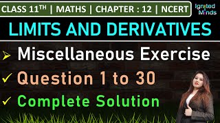 Class 11th Maths Chapter 12  Miscellaneous Exercise Question 1 to 30  Limits and Derivatives [upl. by Louth]