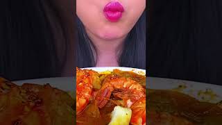 GIANT SHRIMP amp SAUSAGE SEAFOOD BOIL ASMR EATING SOUNDS ASMR Phan asmr food shorts [upl. by Accissej370]