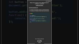 JavaScript Interview Question addEventListener javascriptinterview javascript javascripttutorial [upl. by Karlin]