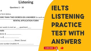 RENTAL APPLICATION FORM IELTS Listening Practice Test with Answers 2023  IELTS General and Academic [upl. by Lavotsirc851]