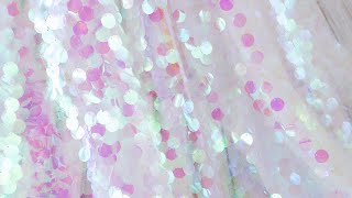 OneYard Dreamy Translucent Pink 18MM Dangling Sequin Fabric 30796 [upl. by Dloraj]