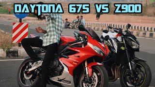 Daytona 675 vs z900 💥🔥  public reaction 😍 [upl. by Stormi]