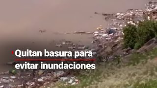 EVITAN INUNDACIONES  Desazolvan presa en Naucalpan hay toneladas de basura [upl. by Macdonell]