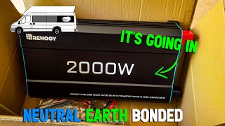 Renogy 2000w Pure Sine Wave Inverter  Unboxing  Neutral Earth bonded Install [upl. by Enrak]