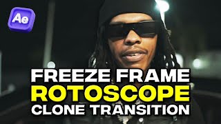 How to create FREEZE FRAME ROTOSCOPE CLONE TRANSITION in After Effects [upl. by Marder]