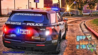 Playing GTA 5 As A POLICE OFFICER City Patrol HPD GTA 5 Lspdfr Mod 4K [upl. by Namdor]