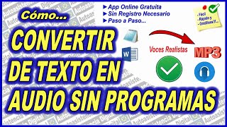 Como Convertir de Texto en Audio Mp3 Gratis Sin programas 2024  Autoasistencia Digital [upl. by Imojean]