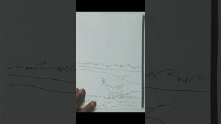 Deer with scenery drawing Uttam art centremy YouTube channelplease subscribe [upl. by Aihsekat]