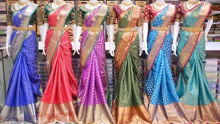 1150 Banaras Semi Pattu Sarees  Pattu Sarees  Wholesale  wwwambicaweddingmallcom [upl. by Enohpesrep]