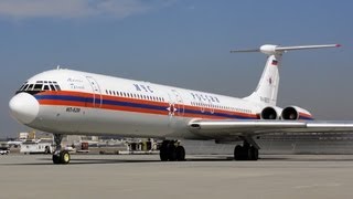 МЧС России Ilyushin Il62M RA86570 Engine Start Up Taxi and Takeoff [upl. by Sclater]