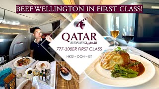 QATARS SECRET FIRST CLASS  Qatar Airways 777300ER First Class from Hong Kong to Istanbul via Doha [upl. by Kingdon]