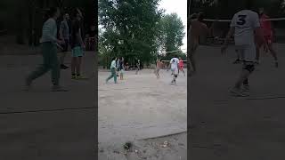 Beach volleyball overhung throw to the right into the outofbounds [upl. by Lancelot]