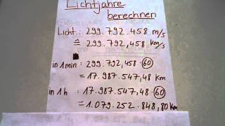 Lichtjahre berechnen  Physikaufgabe Lichtjahre [upl. by Einolem]