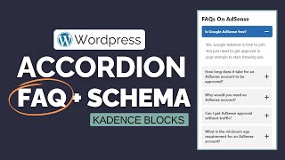 How to Add Accordion FAQ Block with Schema in WordPress Kadence [upl. by Acirt]