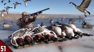 BEST Duck Hunt Ever  EPIC Duck and Goose LIMITS Over An ICE HOLE [upl. by Volnay]