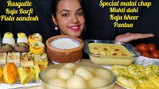 ASMR EATING RASGULLA RASMALAI SANDESHGULAB JAMUN KHEER MISHTI DOI INDIAN SWEET EATING SHOW [upl. by Whitehurst]