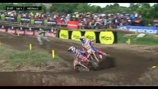 Adamo and Everts colliding in MX2 Race 2  MXGP of Lombok 2024 [upl. by Jose]