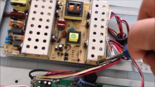 Technika 40quot LCD TV How to remove the Power Board [upl. by Ahsinehs552]