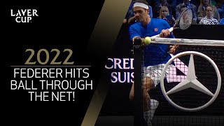 Roger Federer Hits Ball Through The Net  Laver Cup 2022 [upl. by Nigen]