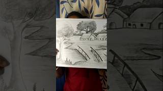 গ্রামের পরিবেশ পেনসিল sketch drawingshorts shortvideo pencilart [upl. by Gabrielli]