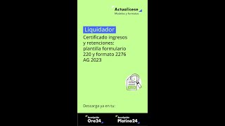 Liquidador certificado ingresos y retenciones plantilla formulario 220 y formato 2276 AG 2023 [upl. by Nylhsoj]