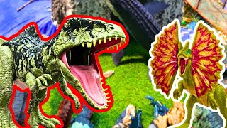 Jurassic World Dinosaurs TREX vs Spinosaurus vs Megalosaurus vs Velociraptor vs Indoraptor [upl. by Esbenshade]